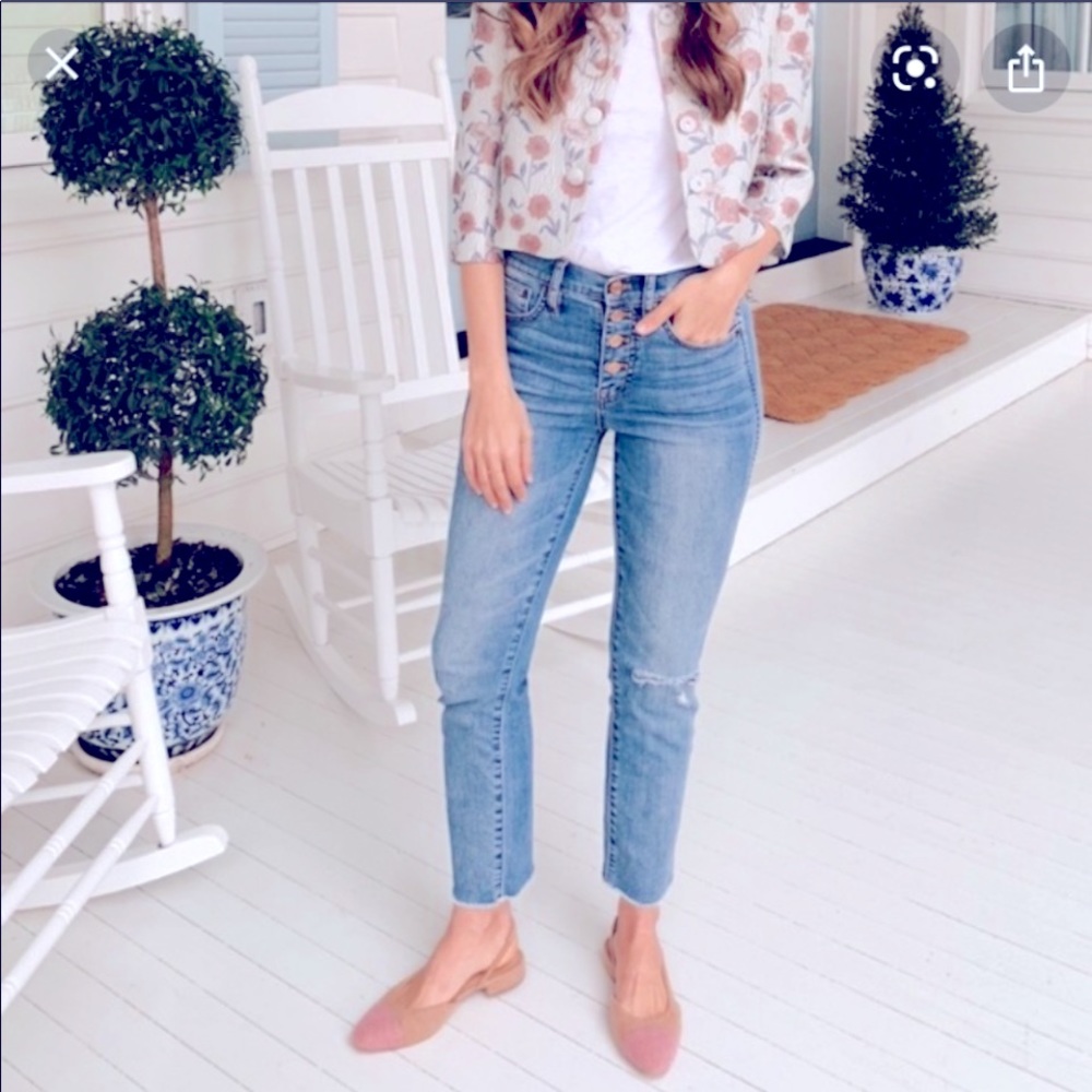 J Crew Vintage Straight Button Front Jeans Size 25